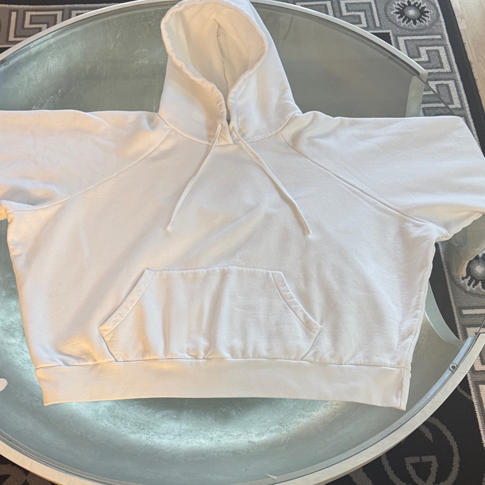 AllSaints Cream Hoodie with Label Detail